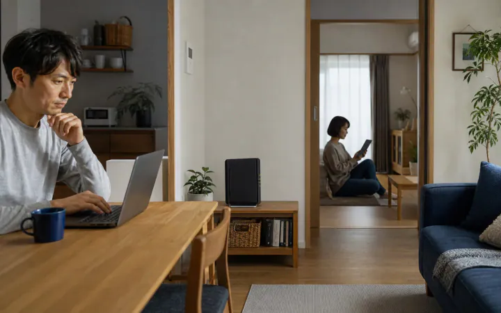 Wi-Fiの2.4GHzと5GHzの違いは？場所・用途別の選び方を表す診断イメージ