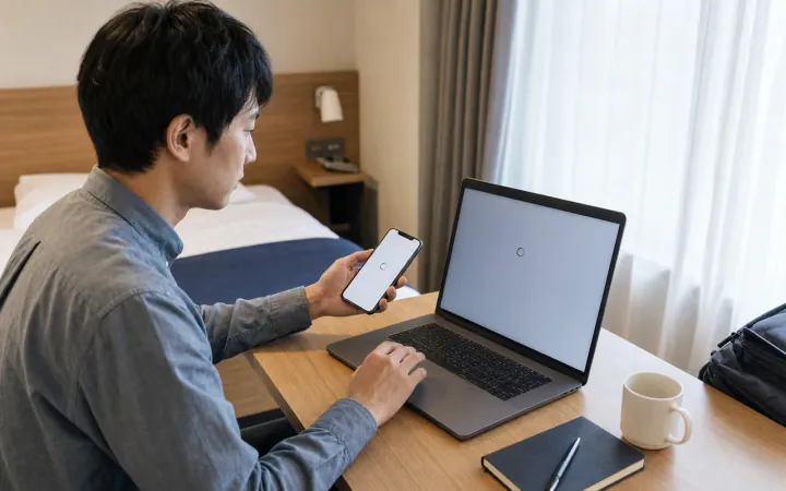 テザリングにつながらない・接続済みでネットが使えないときの診断のイラスト