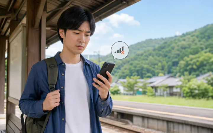 スマホが圏外・4G/5G表示なのにつながらない原因|安全な確認順のイラスト