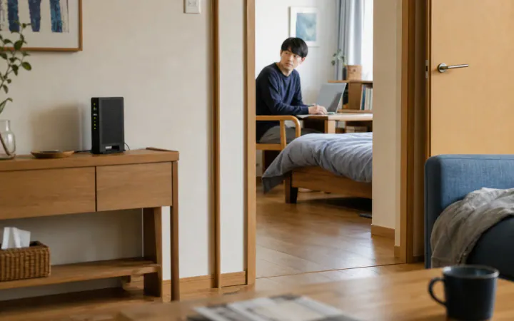 特定の部屋だけWi-Fiが弱い｜3地点で原因を切り分けるを表す診断イメージ